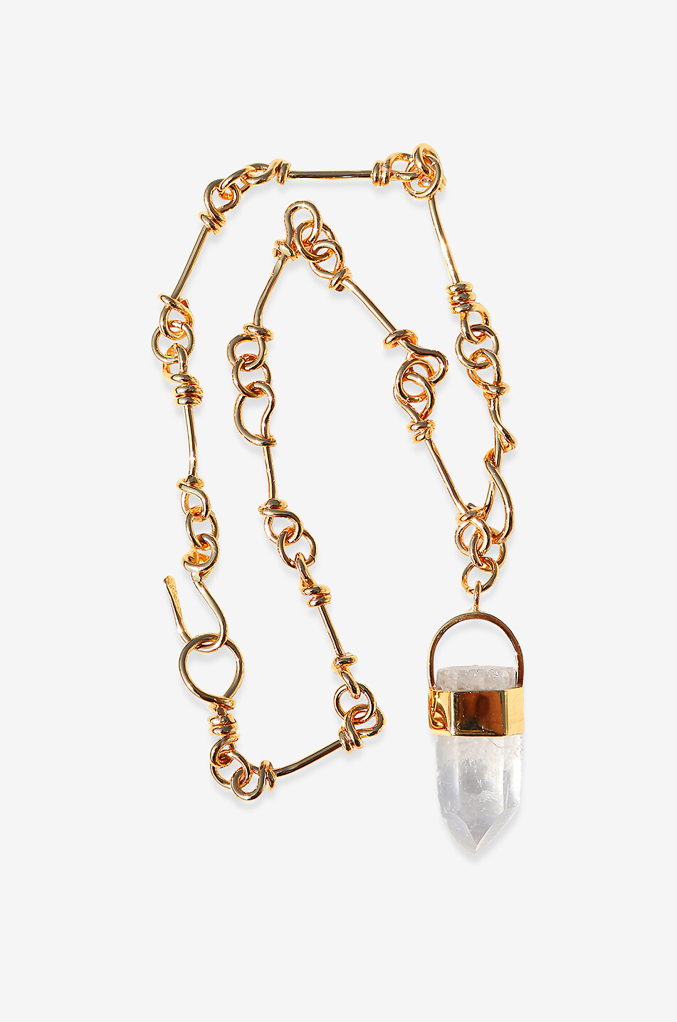 TOHUM Goldene lange Halskette mit Bergkristall Nomad Chain Damen GOLDEN 1