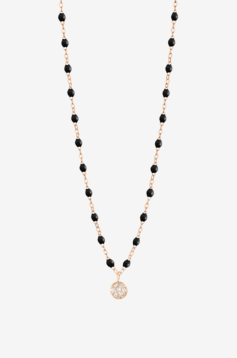 Collier en or rose à pendentif diamant Puce Noir - 42 cm