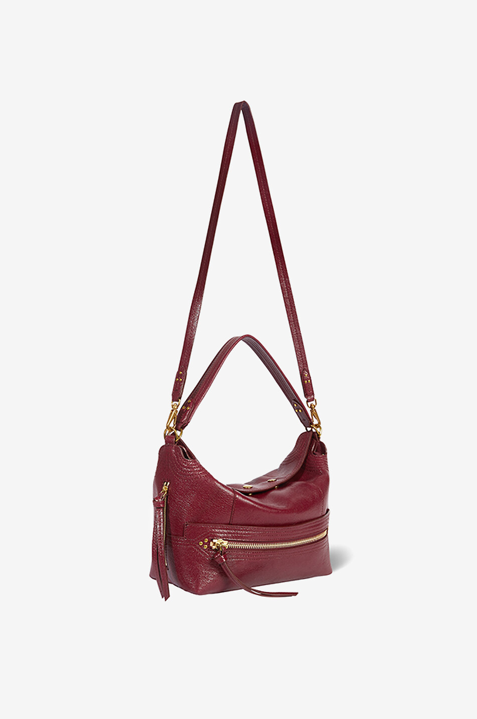 JEROME DREYFUSS Sac porté épaule en cuir de chèvre Lucky Hobo Femme ROUGE FONCÉ 3