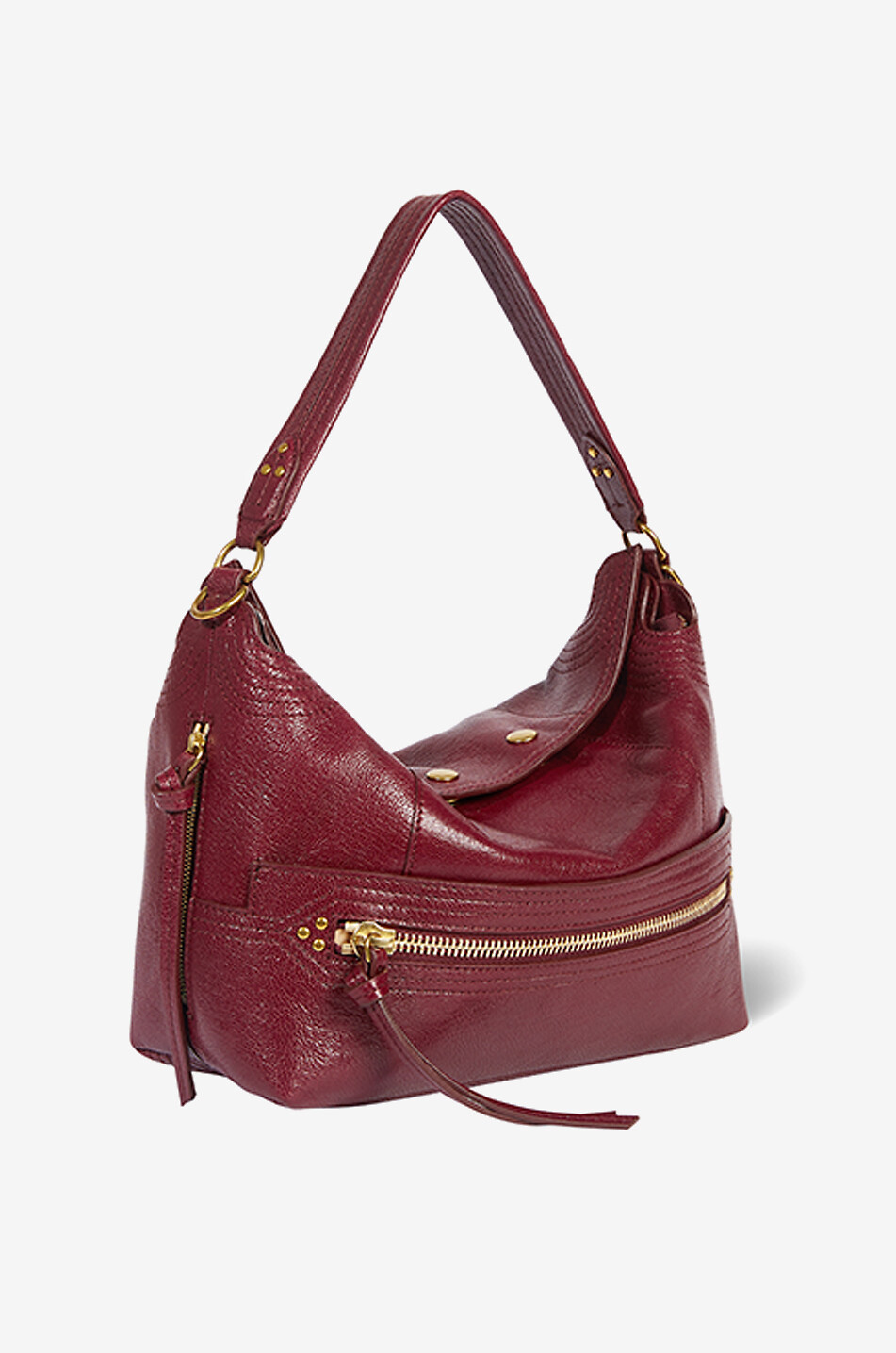 JEROME DREYFUSS Sac porté épaule en cuir de chèvre Lucky Hobo Femme ROUGE FONCÉ 2