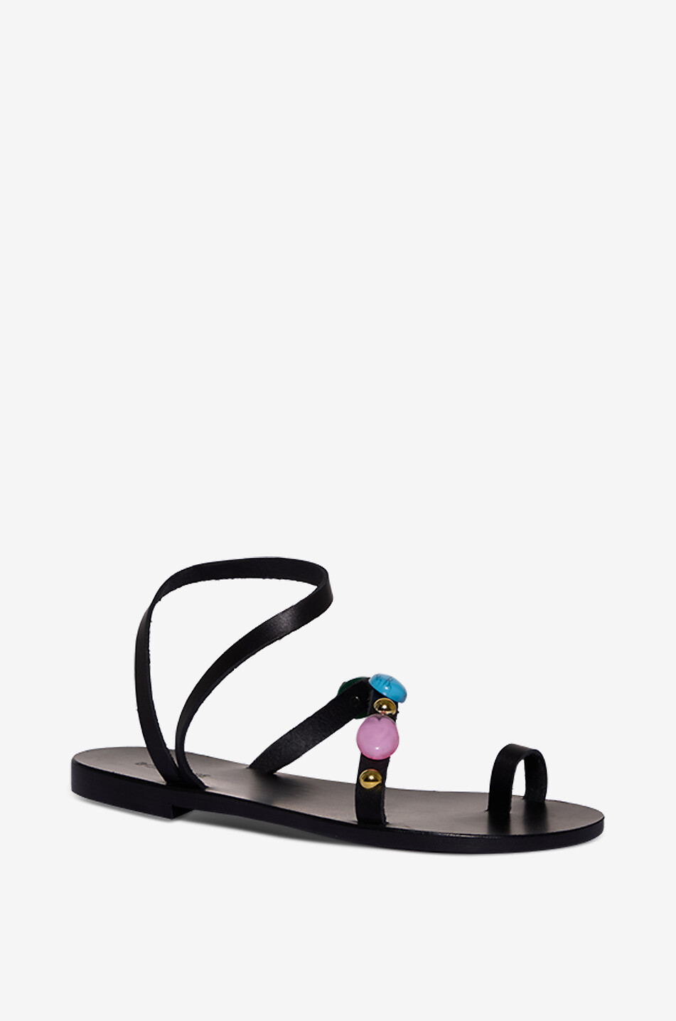 Nus-pieds en cuir ornés de cabochons Bon