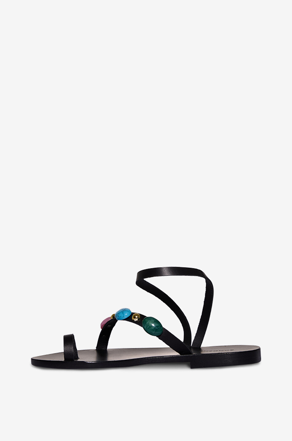 BONGÉNIE Nus-pieds en cuir ornés de cabochons Bon Femme NOIR 3