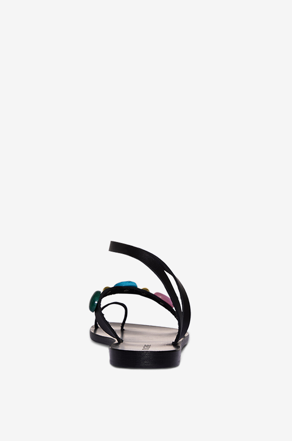 BONGÉNIE Nus-pieds en cuir ornés de cabochons Bon Femme NOIR 4