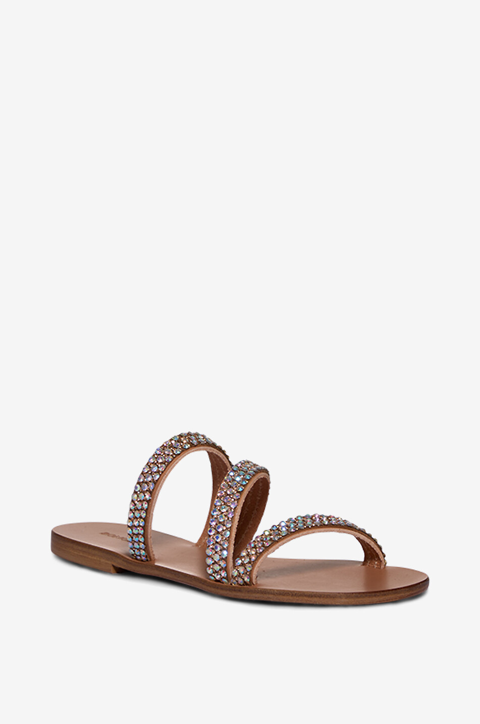 Mules en cuir à strass irisé Bon4