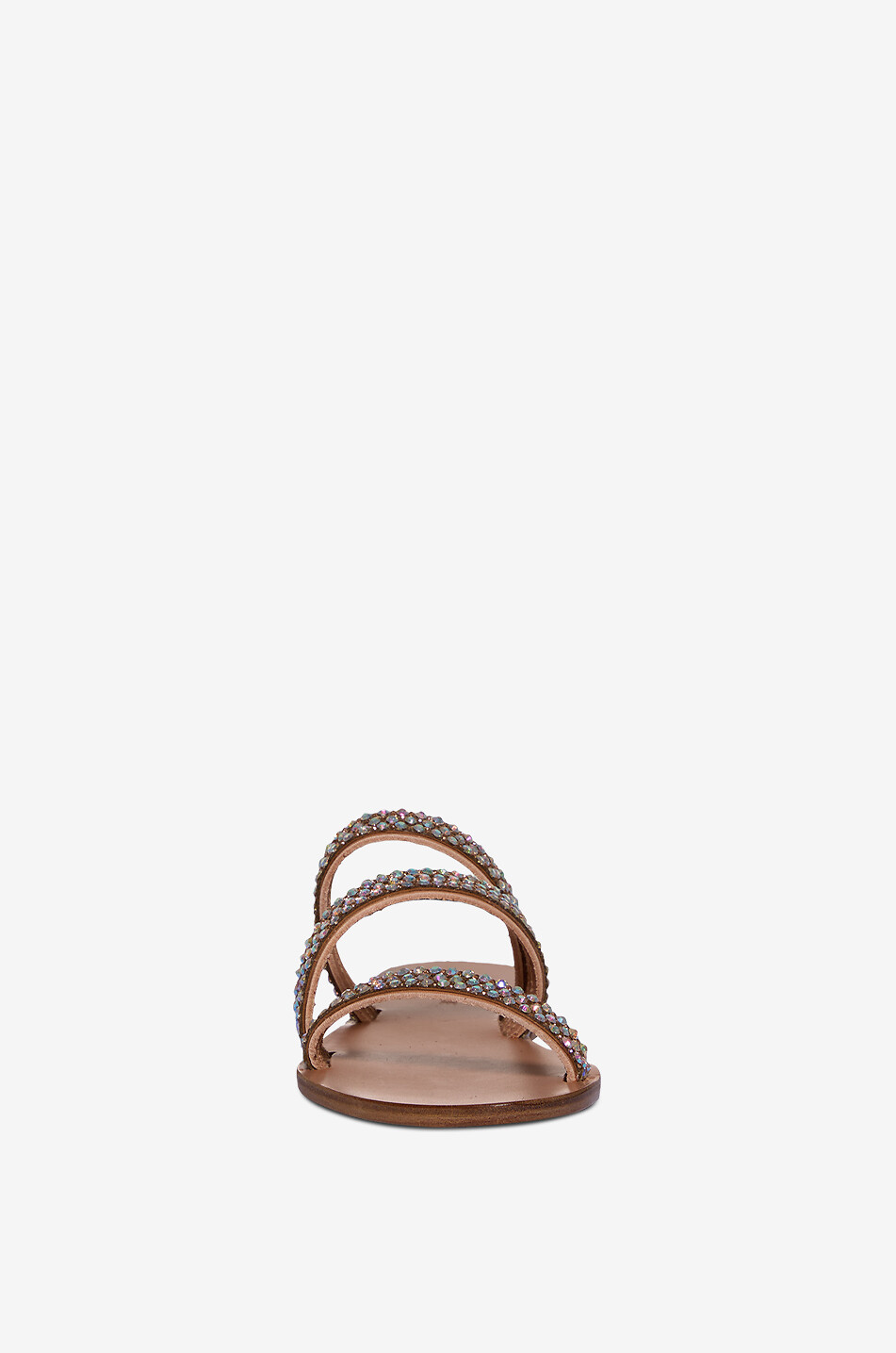 BONGÉNIE Mules en cuir à strass irisé Bon4 Femme MARRON CLAIR 2
