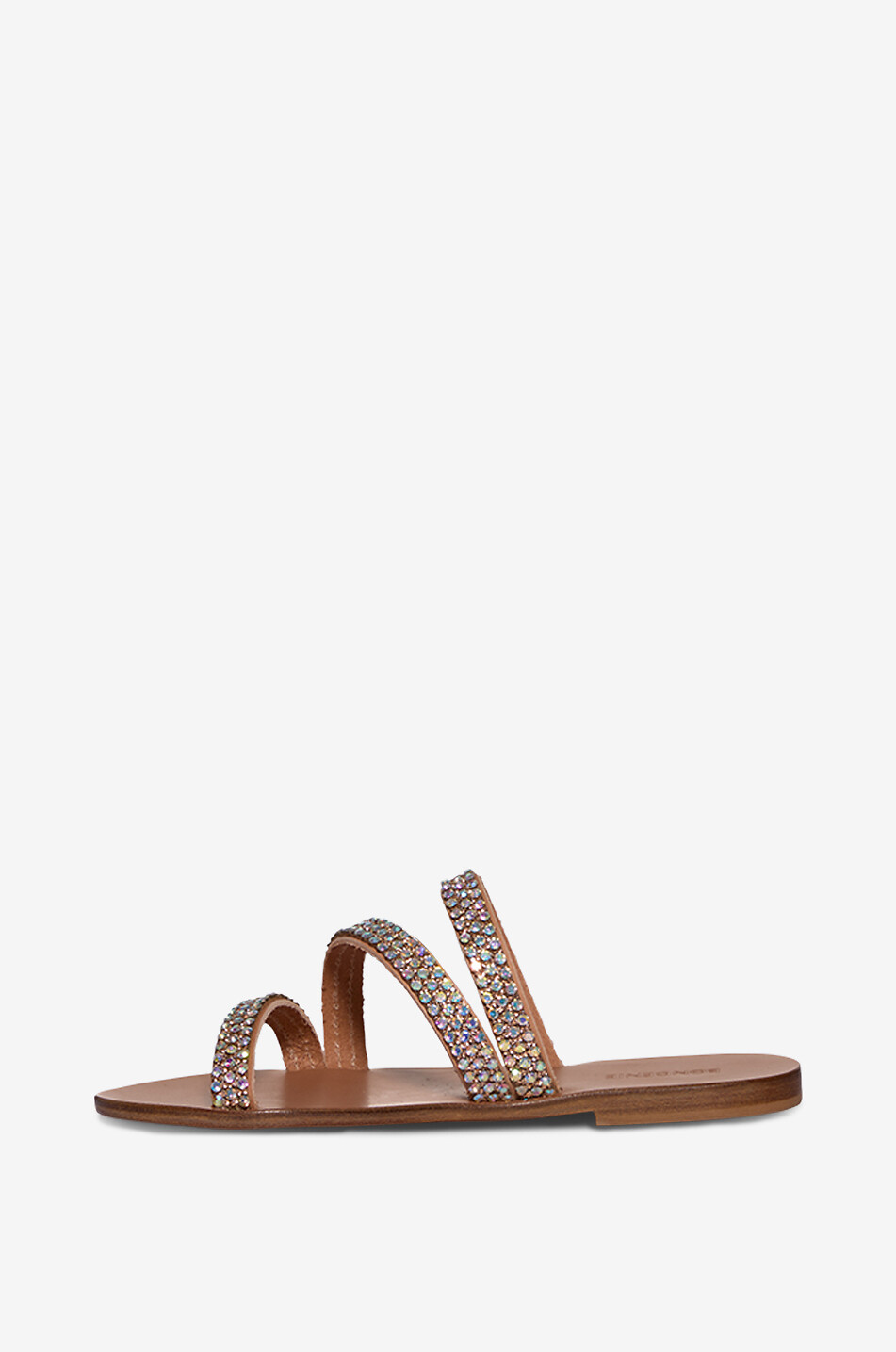 BONGÉNIE Mules en cuir à strass irisé Bon4 Femme MARRON CLAIR 3