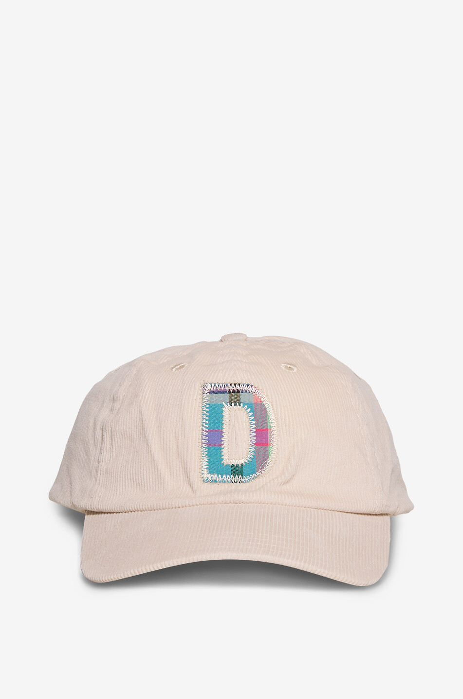 DRAKES Casquette en velours côtelé Madras D Patch Homme BLANC CASSE 1