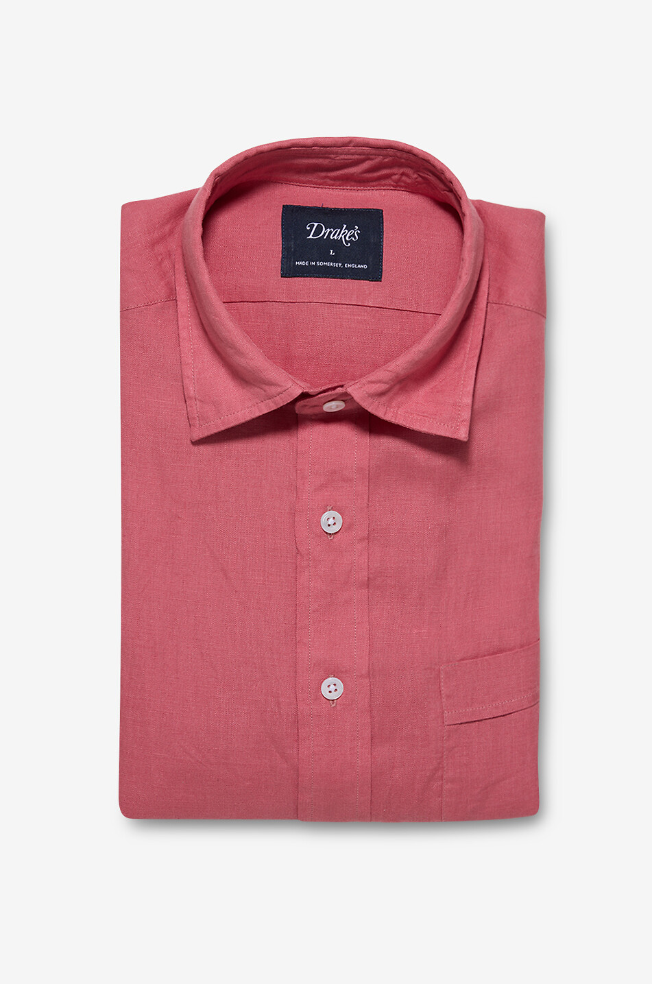 DRAKES The Linen Summer Shirt Pink long-sleeved linen shirt Men PINK 1