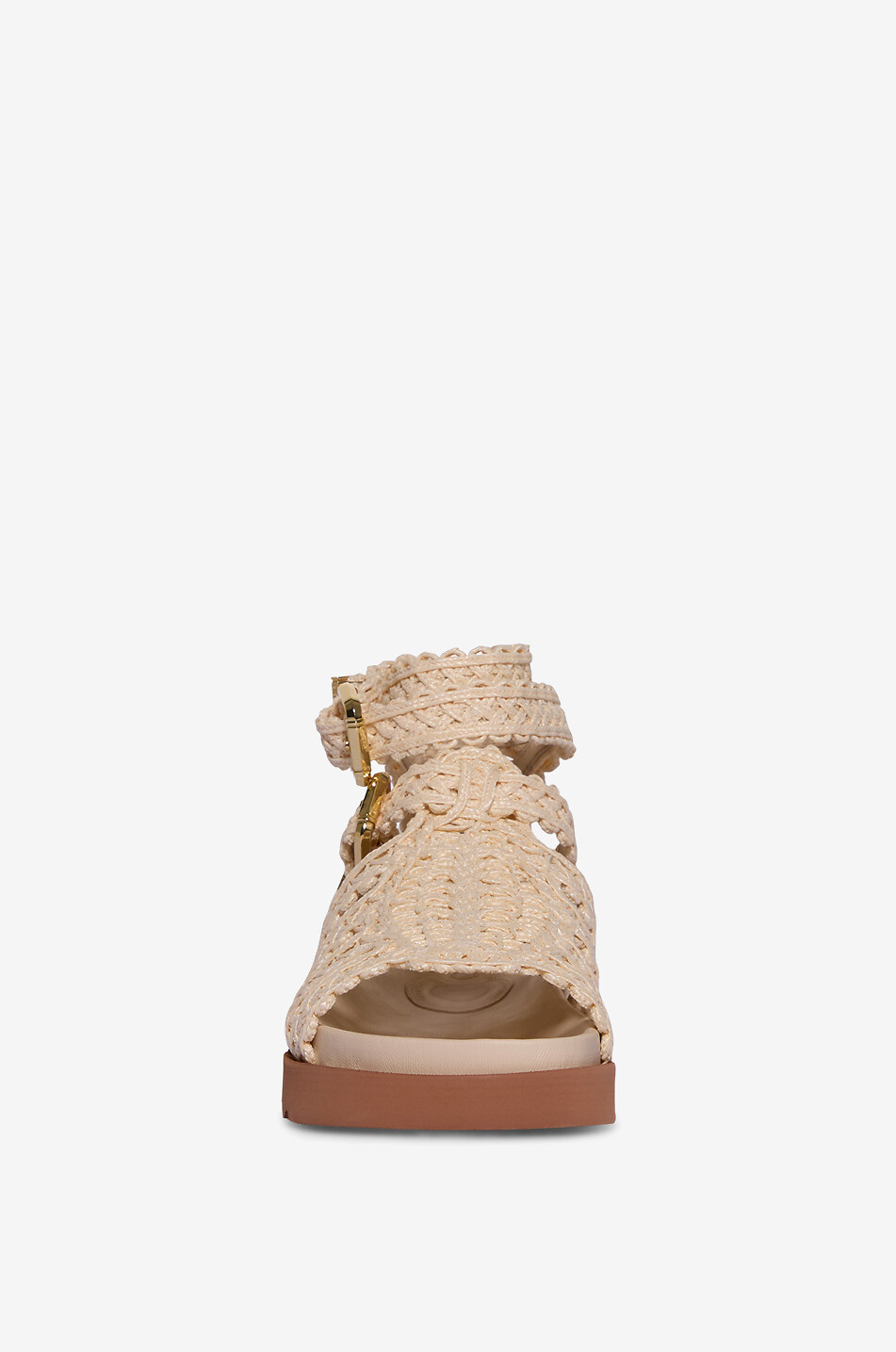 ZIMMERMANN Sandales plates utilitaires en raphia Goldie Gladiator Femme BLANC CASSE 2
