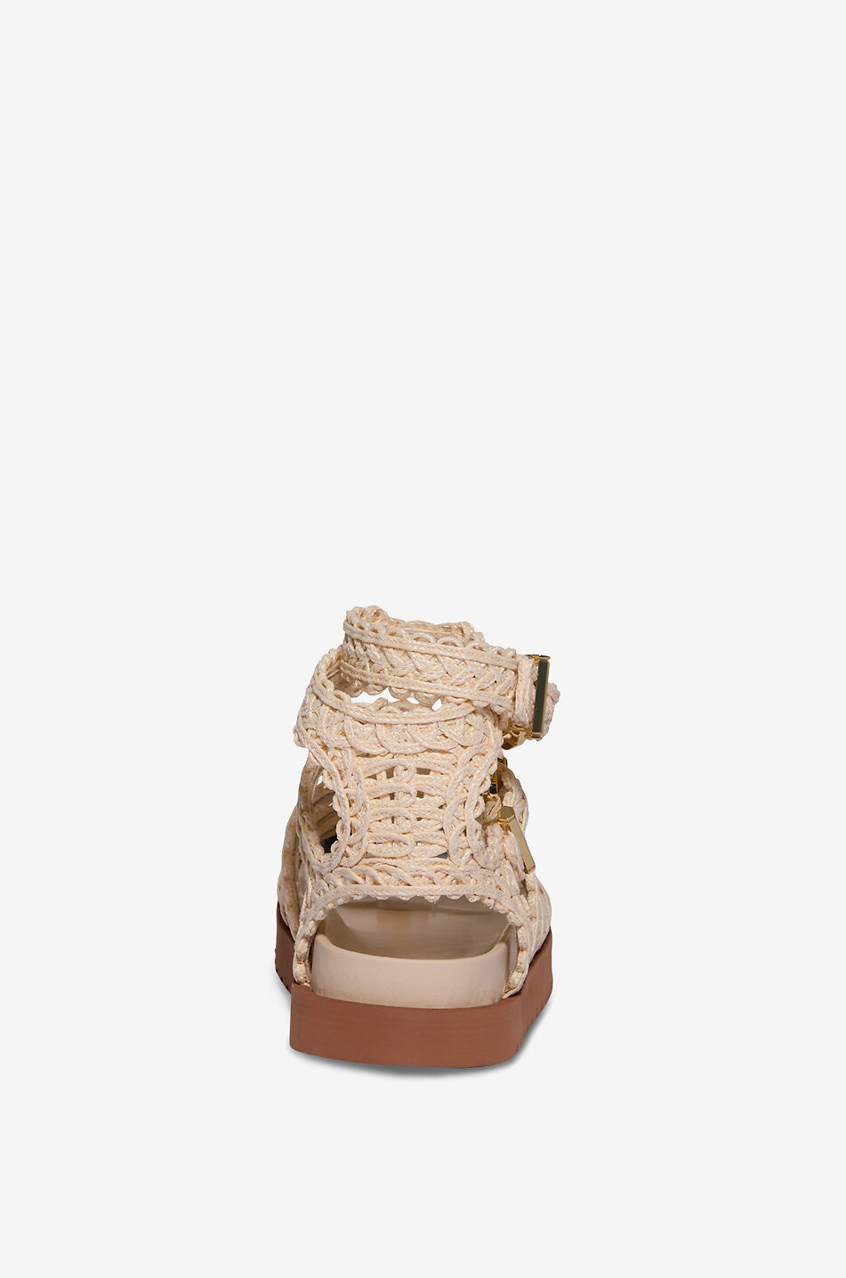 ZIMMERMANN Sandales plates utilitaires en raphia Goldie Gladiator Femme BLANC CASSE 4