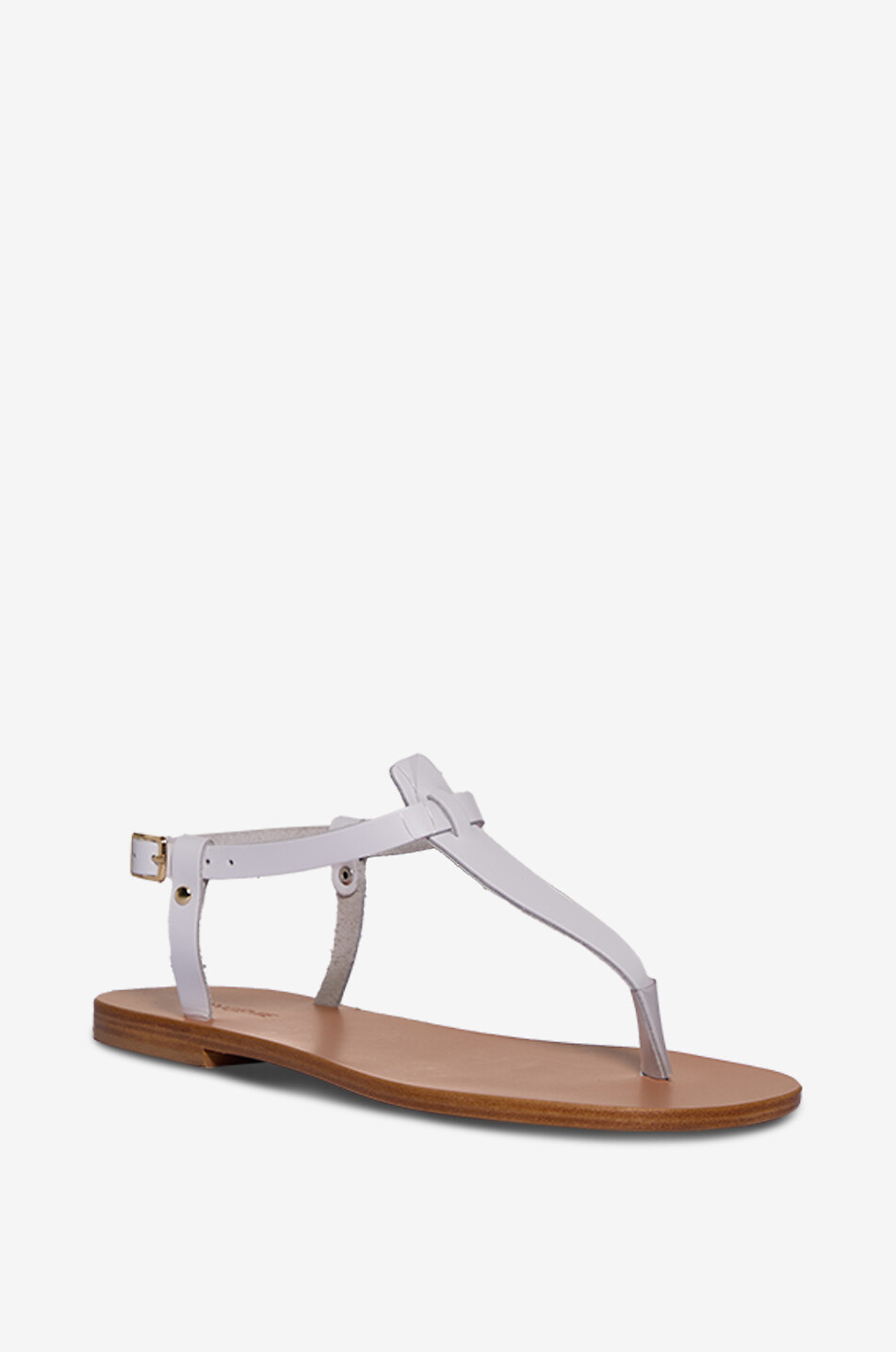 BONGENIE Leather flat sandals with toe strap Women WHITE 1