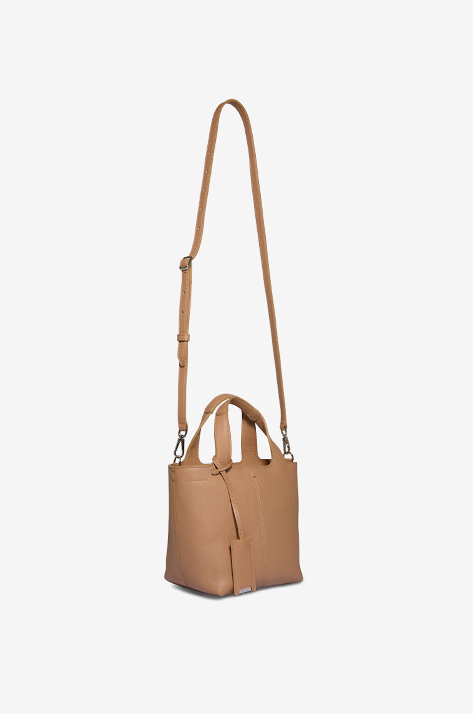 SANTONI Sac à main en cuir grainé Chapelier Mini Femme CAMEL 5