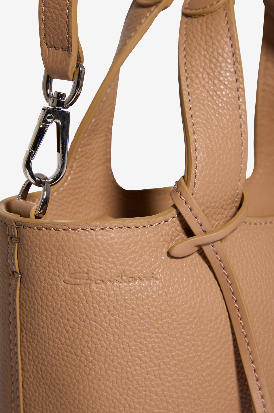 SANTONI Sac à main en cuir grainé Chapelier Mini Femme CAMEL 6