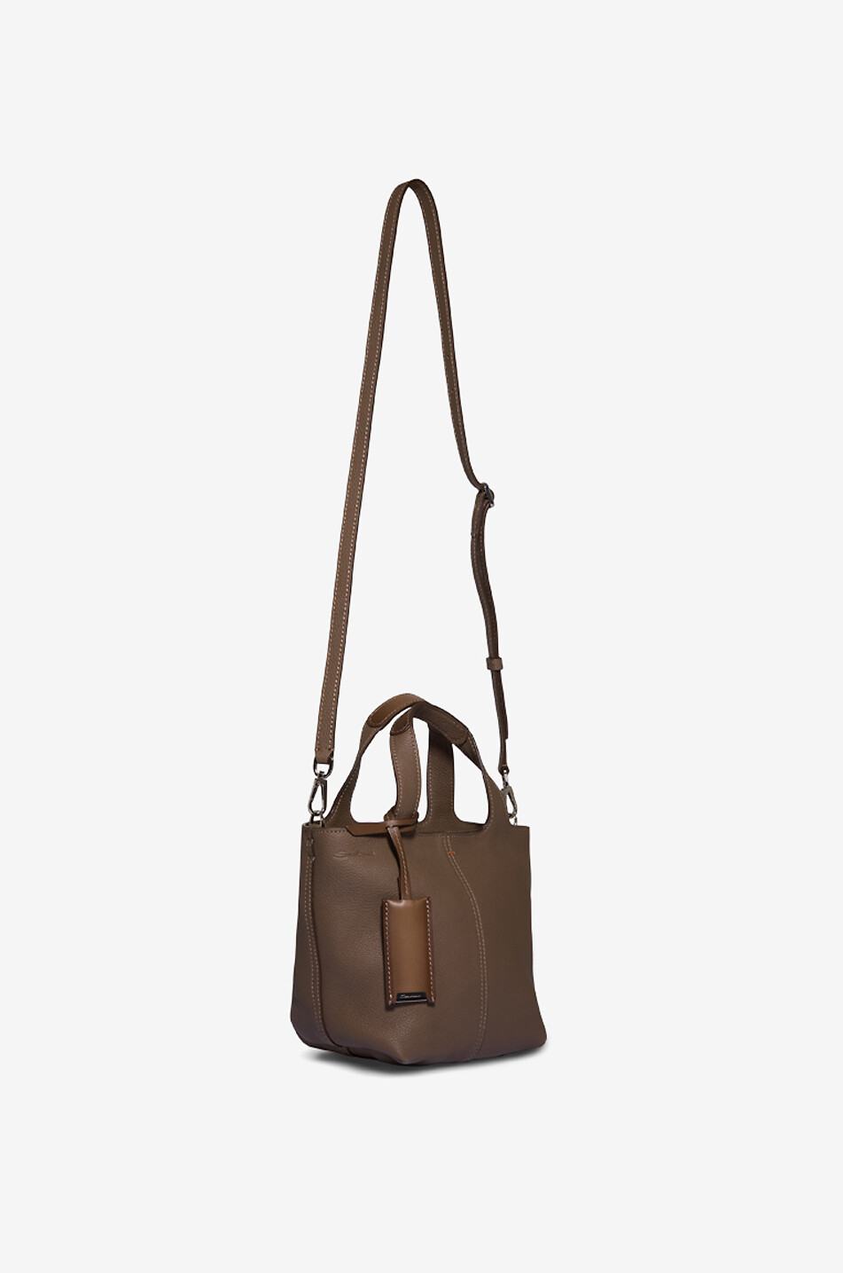 SANTONI Sac à main en cuir grainé Chapelier Mini Femme MARRON 5