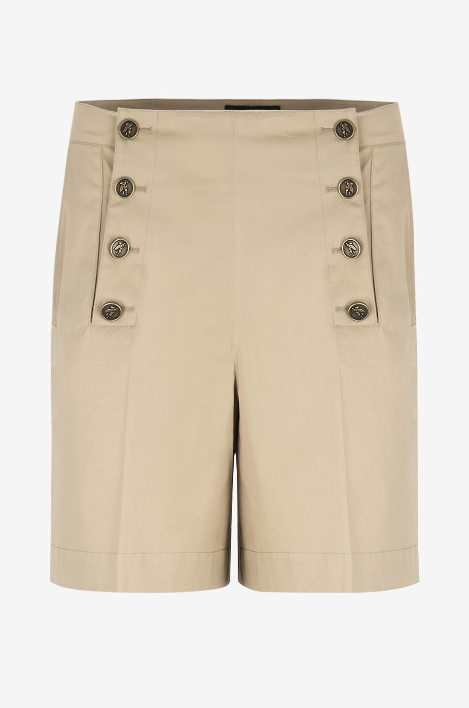 Short à pont en gabardine taille haute