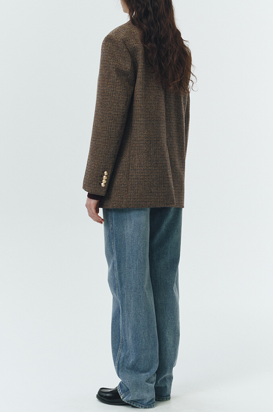 DUNST Oversize-Hahnentritt-Blazer aus Wolle Damen BRAUN 6