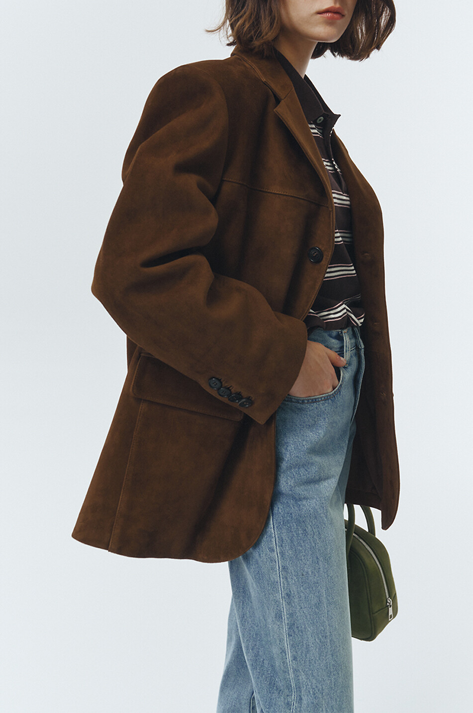 DUNST Blazer en cuir de vachette Femme MARRON 4