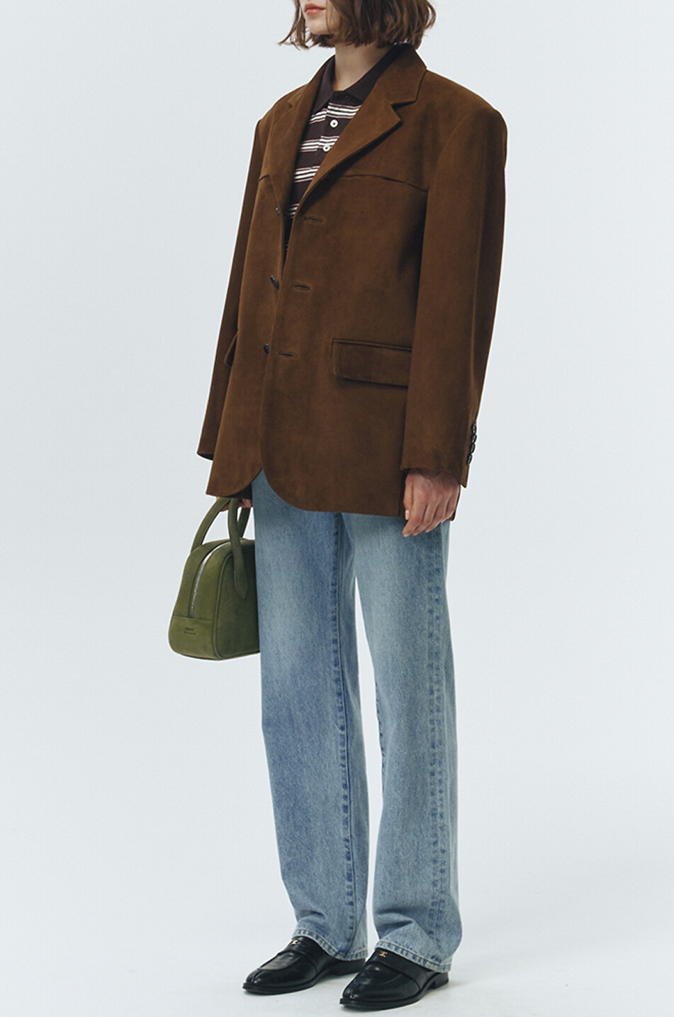 DUNST Blazer en cuir de vachette Femme MARRON 5