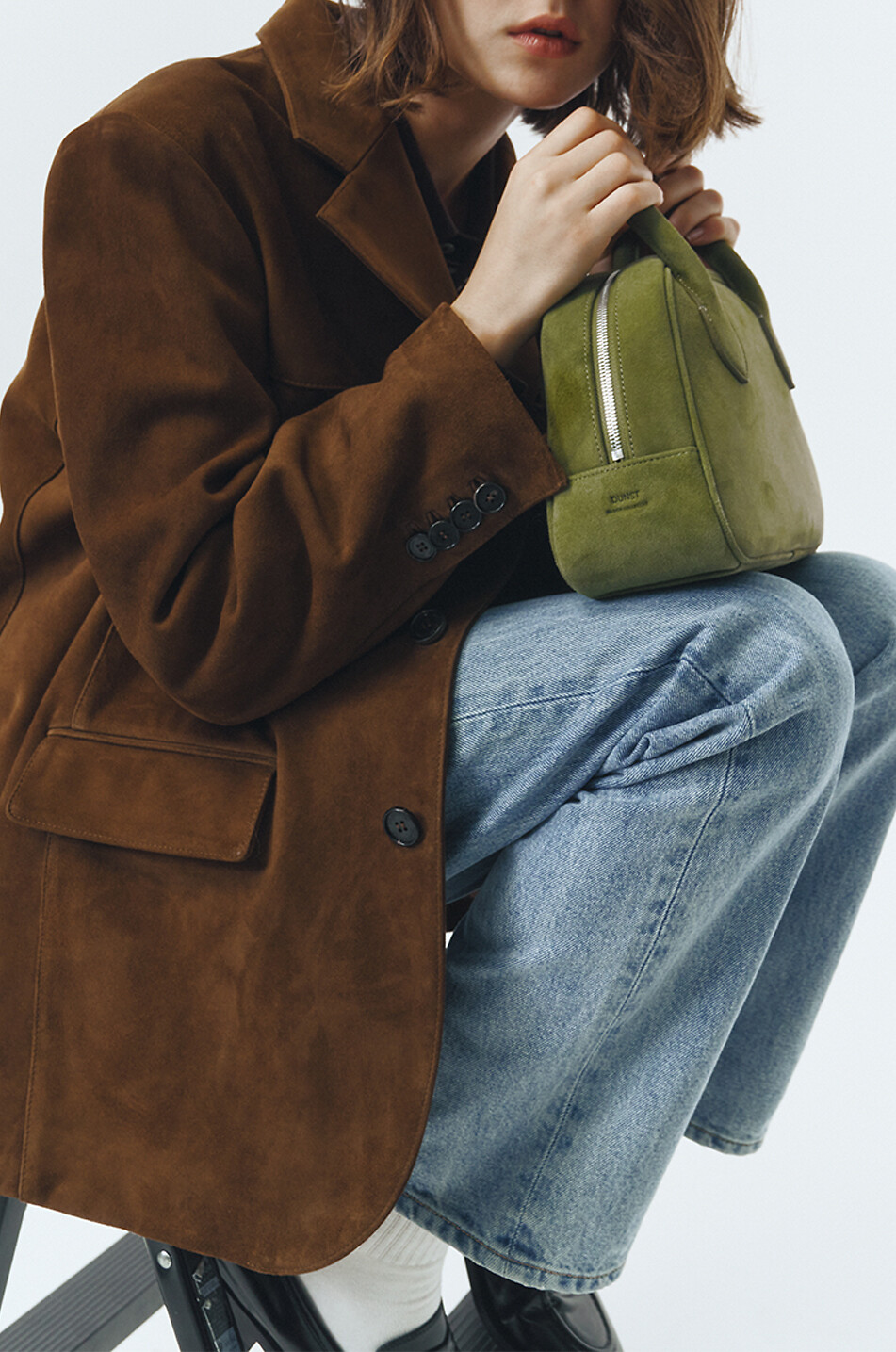 DUNST Blazer en cuir de vachette Femme MARRON 7