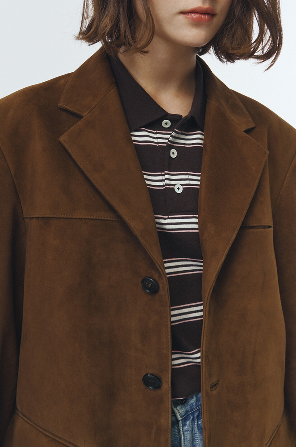 DUNST Blazer en cuir de vachette Femme MARRON 8