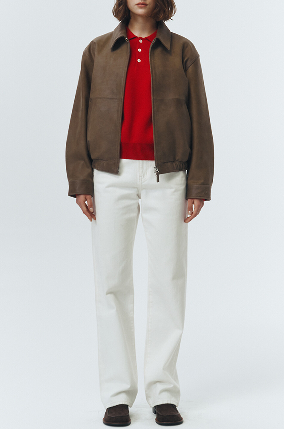 DUNST Blouson en cuir de chèvre Femme KAKI 3