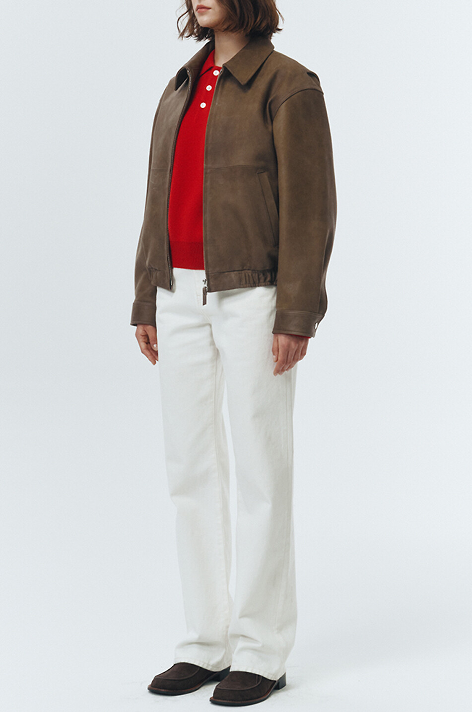 DUNST Blouson en cuir de chèvre Femme KAKI 5