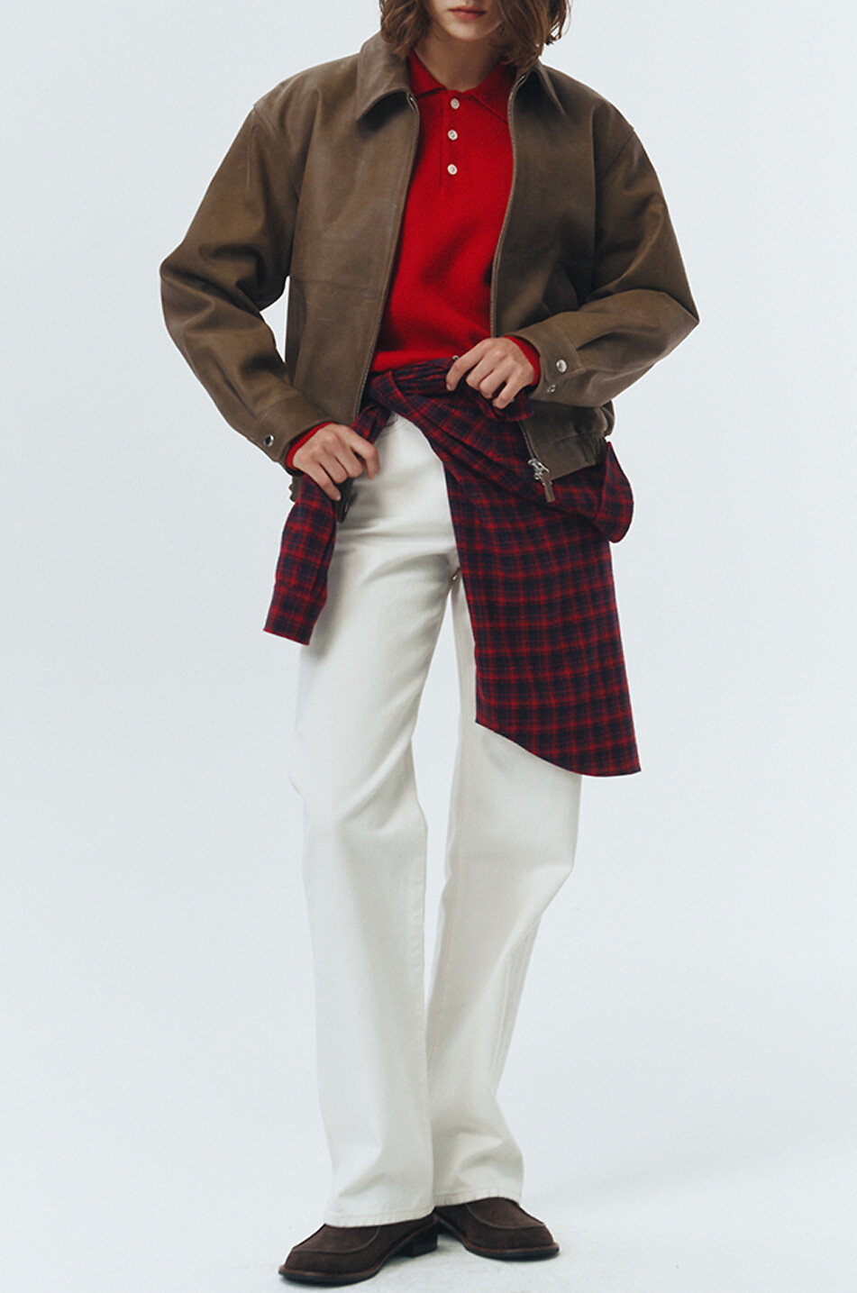 DUNST Blouson en cuir de chèvre Femme KAKI 7