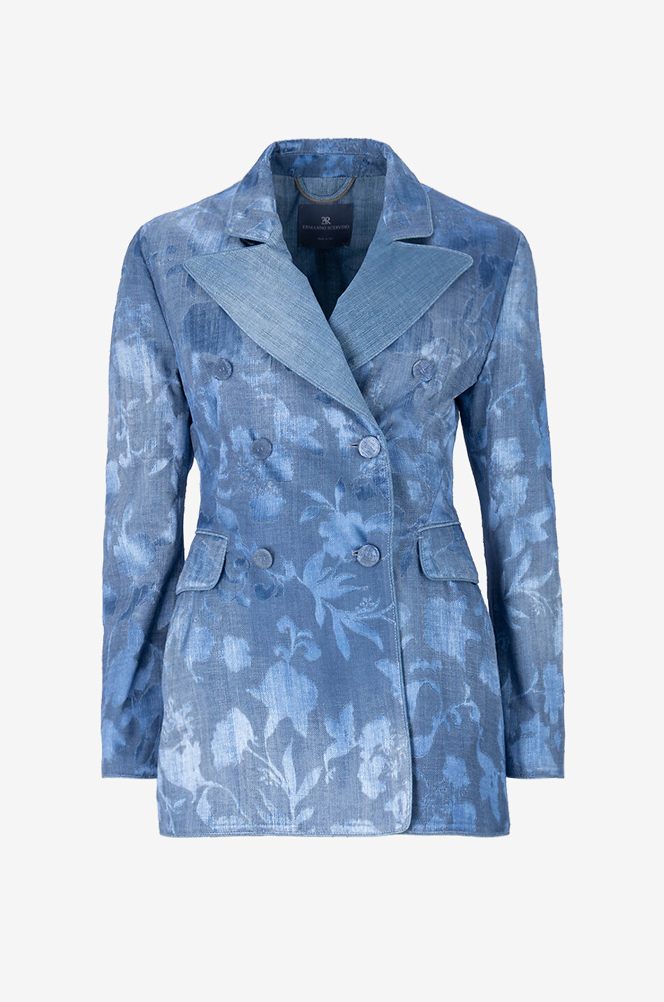 ERMANNO SCERVINO Denim effect double-breasted dévoré blazer Women MULTI COLOURED 1
