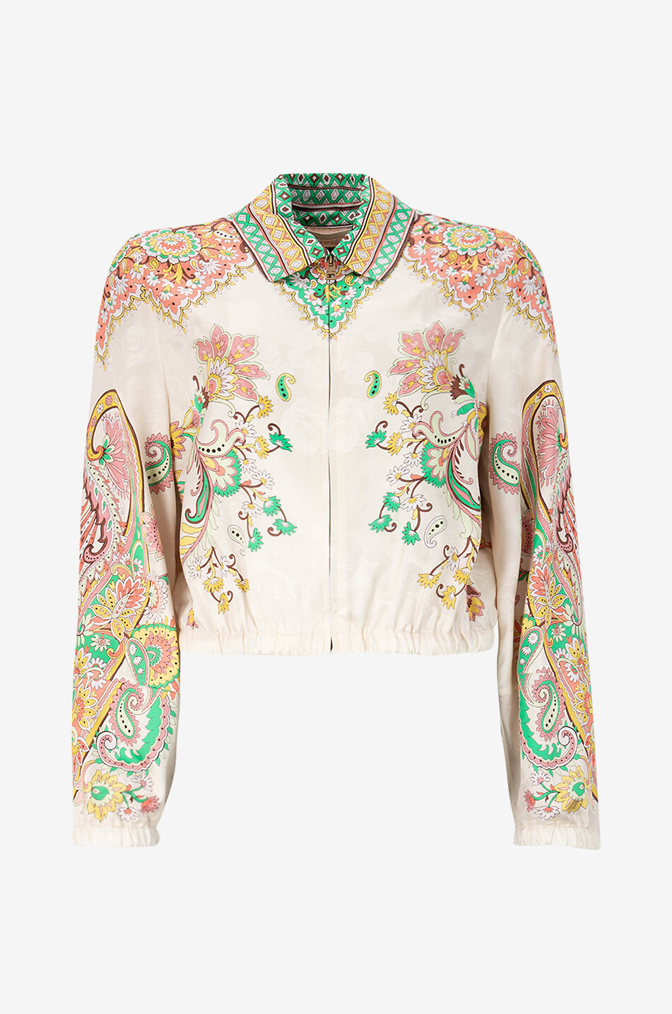 Floral Paisley printed rose jacquard bomber jacket