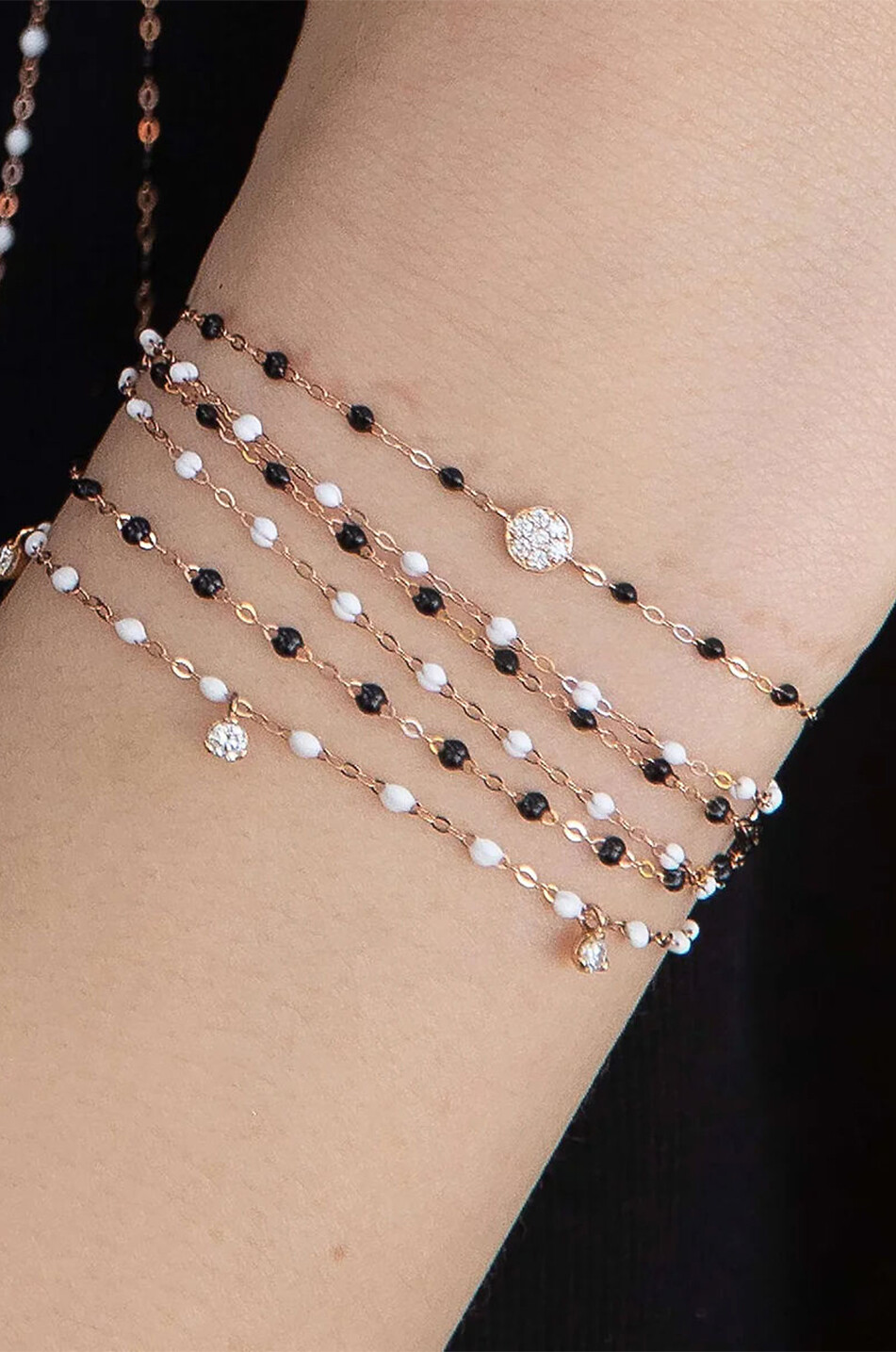 GIGI CLOZEAU Puce Quartz diamond clad pink gold bracelet - 17 cm Women BLACK 2