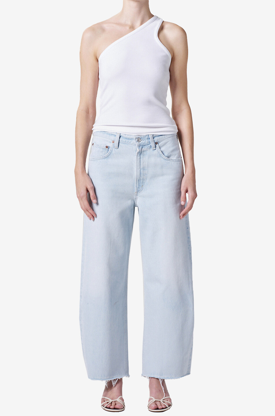 AGOLDE Low Curve Fray Flourish wide-leg jeans Women LIGHT BLUE 2