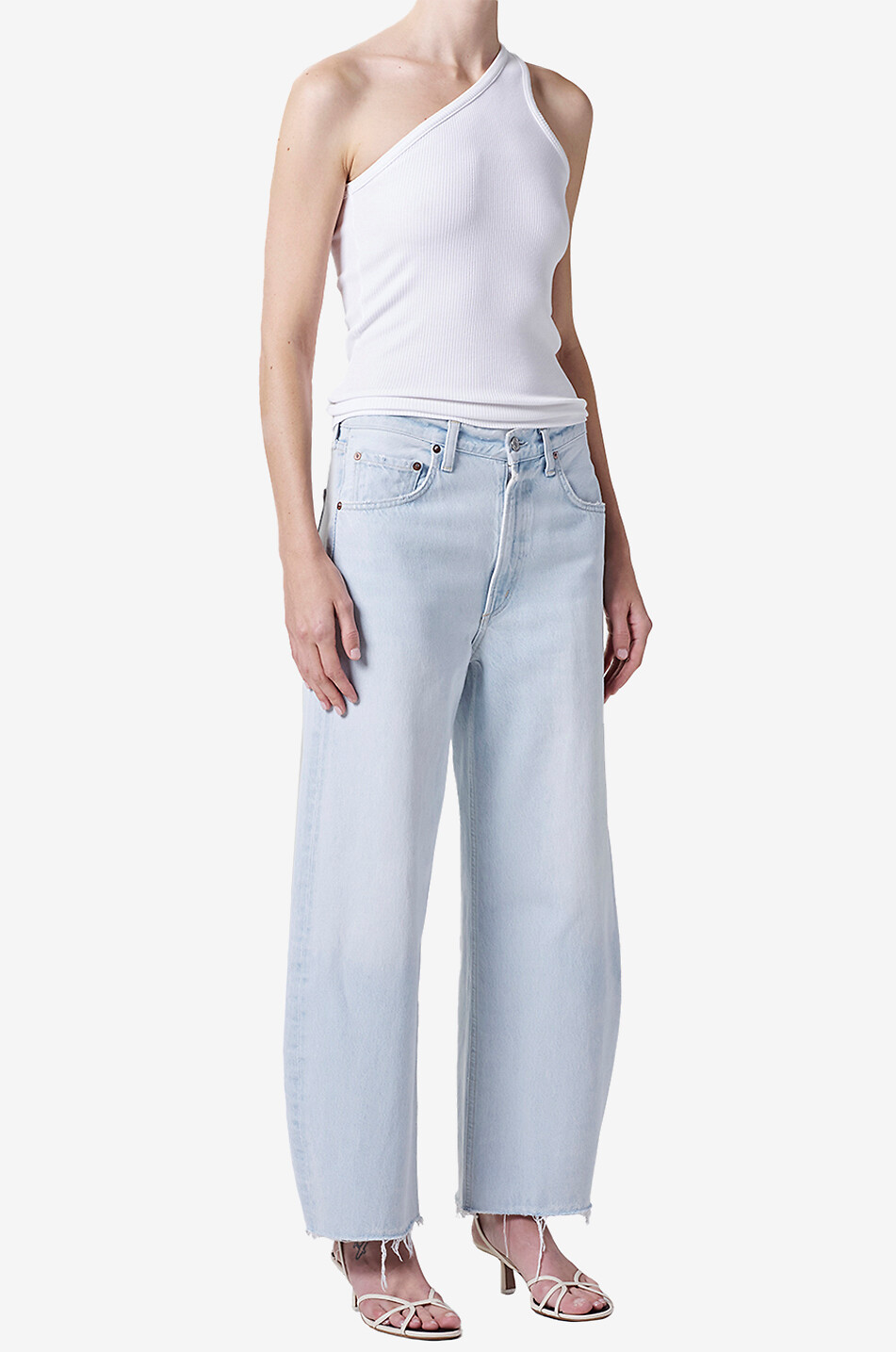 AGOLDE Low Curve Fray Flourish wide-leg jeans Women LIGHT BLUE 3