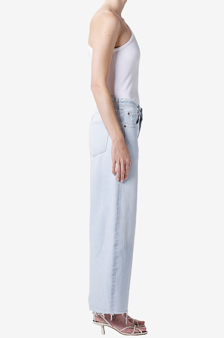 AGOLDE Low Curve Fray Flourish wide-leg jeans Women LIGHT BLUE 4