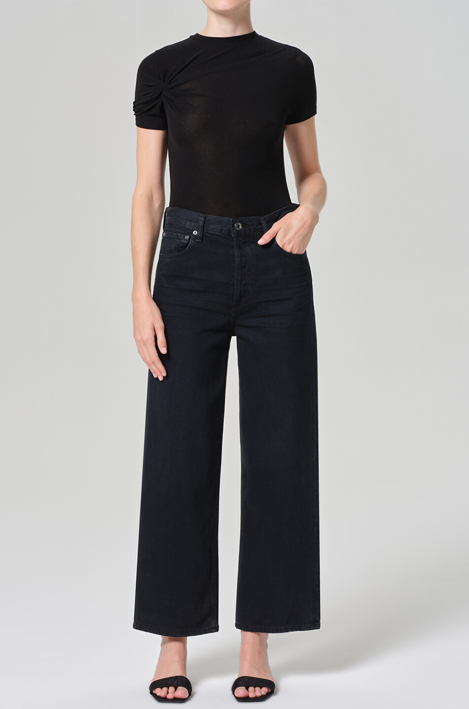 AGOLDE Ren Scowl organic cotton wide-leg jeans Women BLACK 2