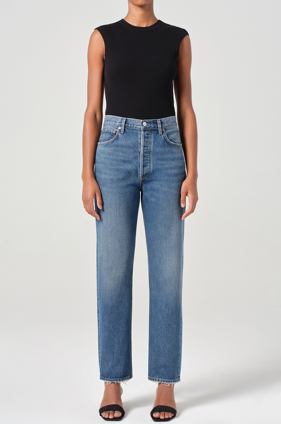 AGOLDE Jean slim en coton 90's Pinch Essence Femme BLEU 4