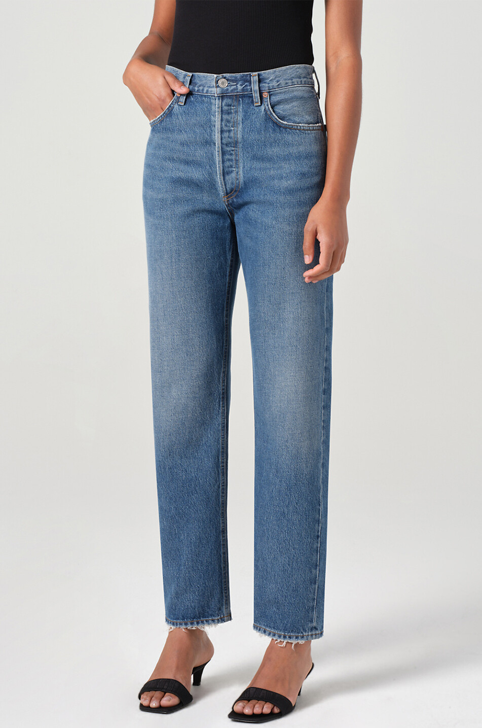 AGOLDE Jean slim en coton 90's Pinch Essence Femme BLEU 7
