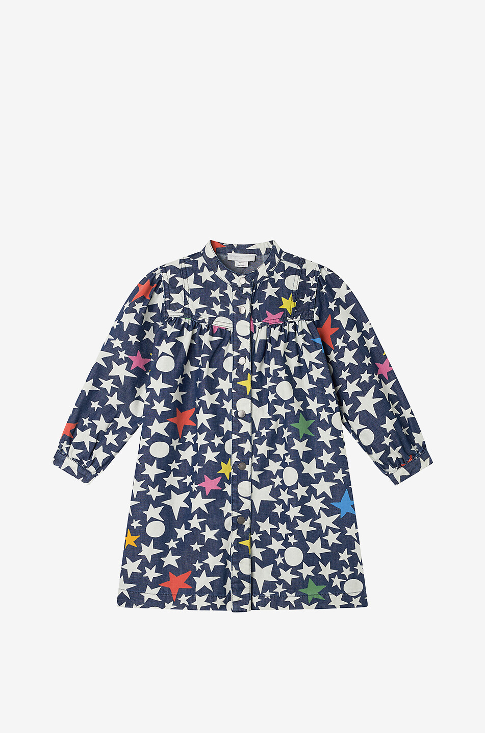 Star-printed girls' chambray shirt dress