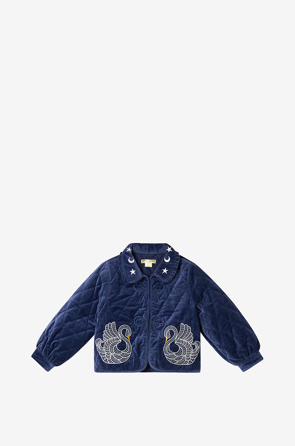 Veste courte matelassée en velours brodée fille