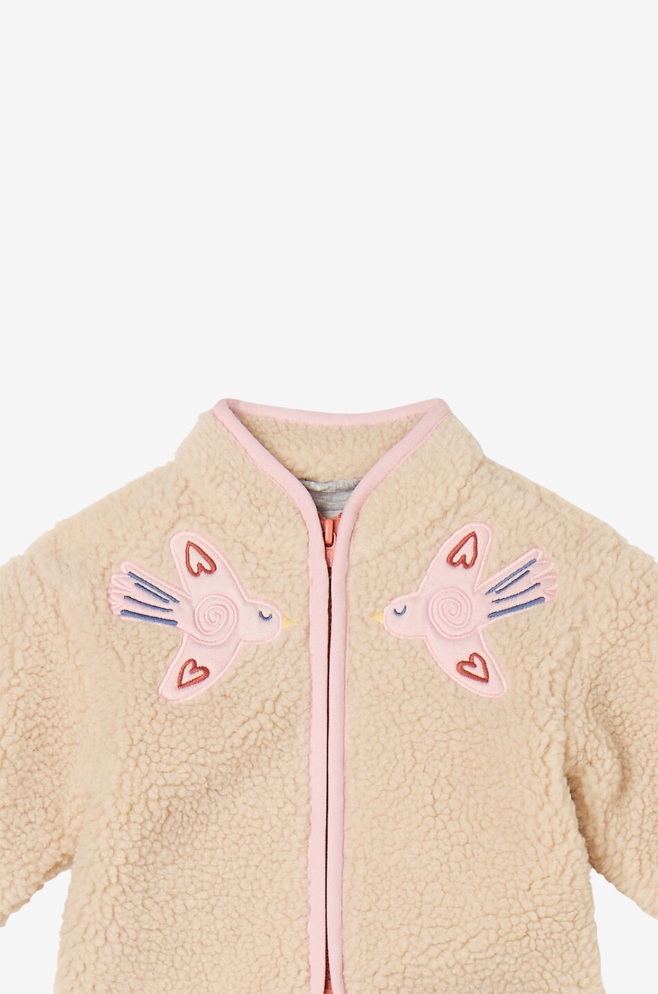 STELLA McCARTNEY KID Kurze Babyjacke aus besticktem Fleece Teddy Baby BEIGE 2