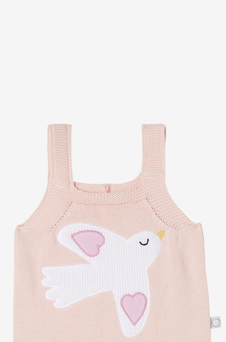 STELLA McCARTNEY KID Barboteuse à bretelles en maille de coton bébé Dove Bébé ROSE CLAIR 2