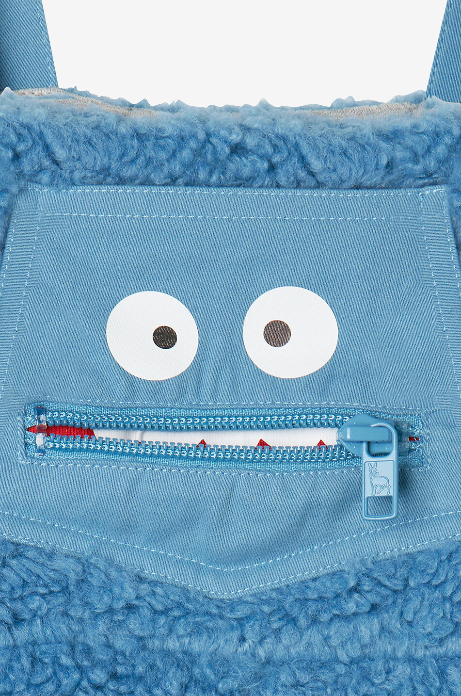 STELLA McCARTNEY KID Monster embroidered faux fur baby overalls Baby BLUE 2
