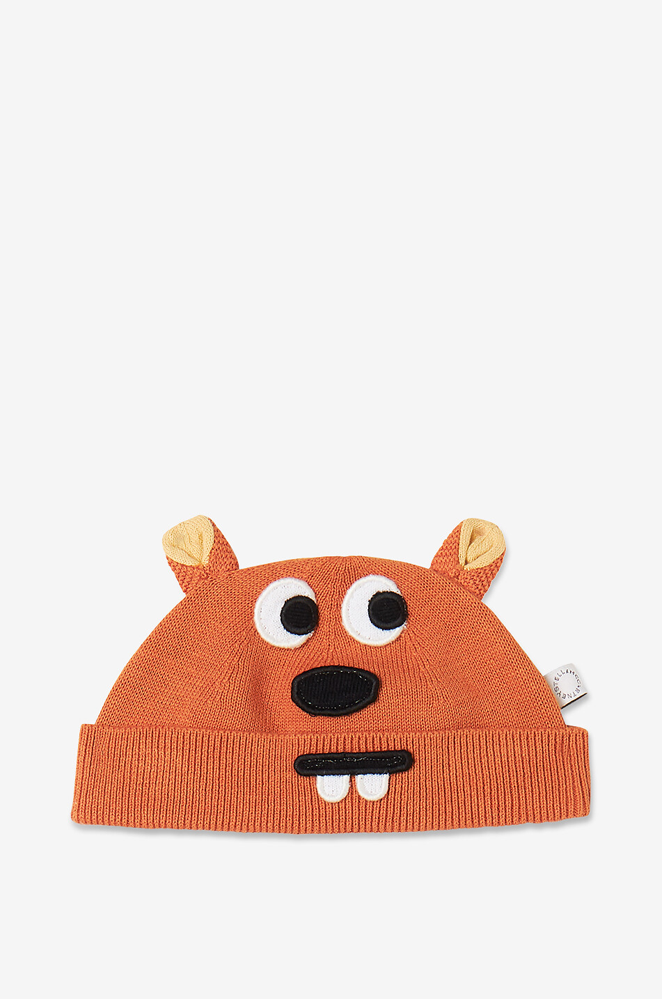STELLA McCARTNEY KID Squirrel cotton and wool baby beanie Baby BROWN 1