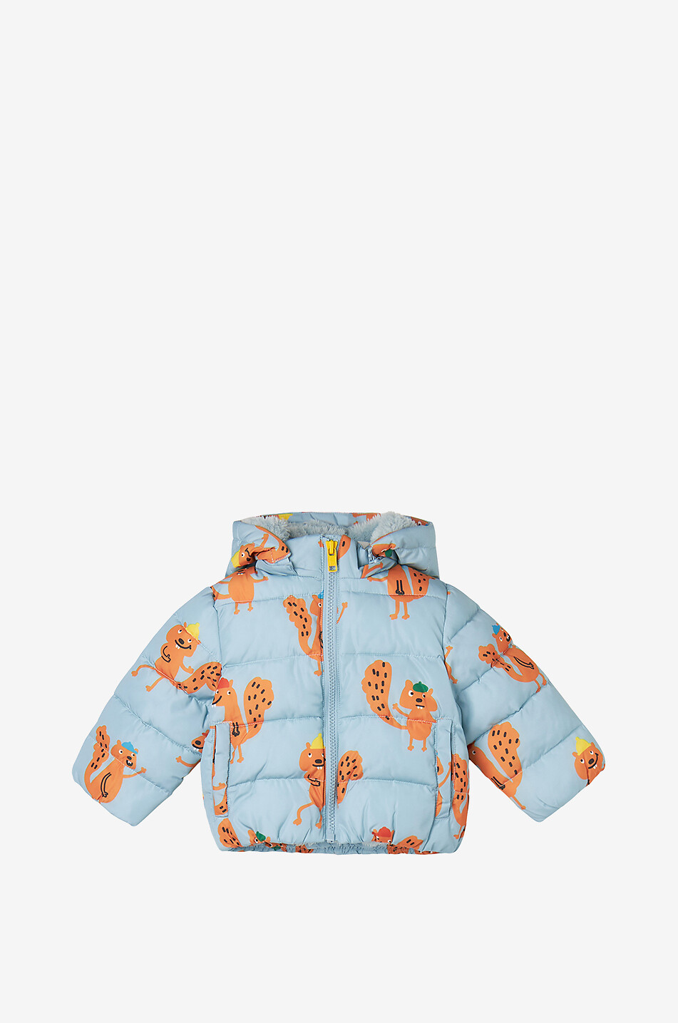 STELLA McCARTNEY KID Baby beaver print padded short puffer jacket Baby BLUE 1