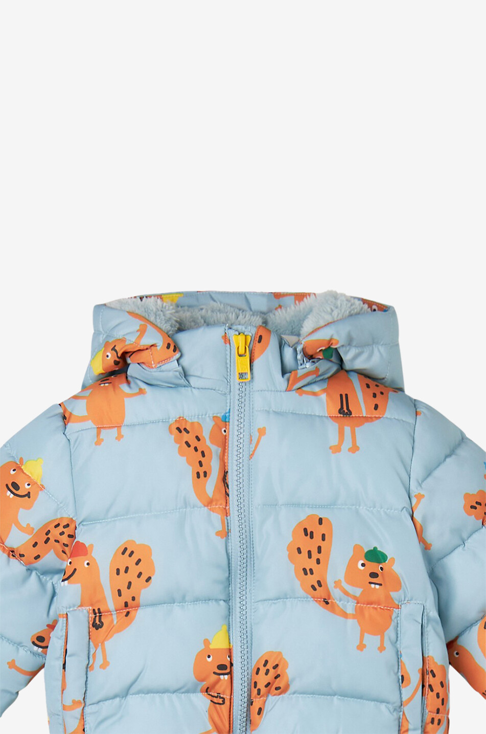 STELLA McCARTNEY KID Baby beaver print padded short puffer jacket Baby BLUE 2