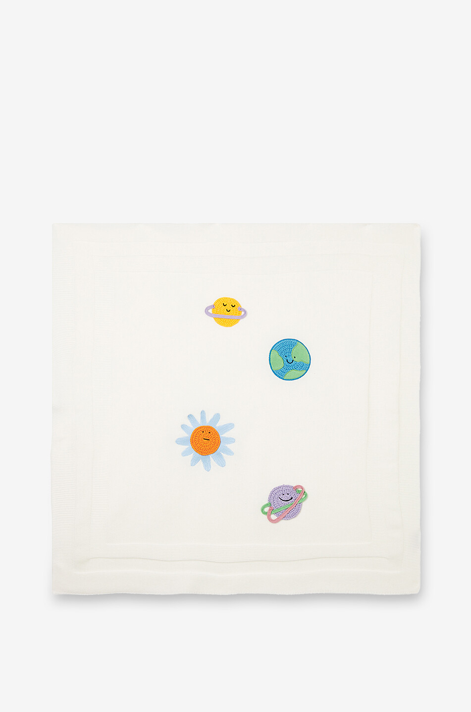 STELLA McCARTNEY KID Couverture bébé carrée en maille de coton Planets Bébé BLANC 1