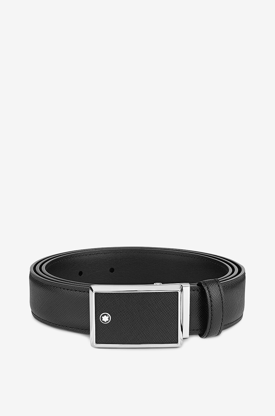 MONTBLANC Saffiano leather belt with flat buckle - 30 mm Men BLACK 1