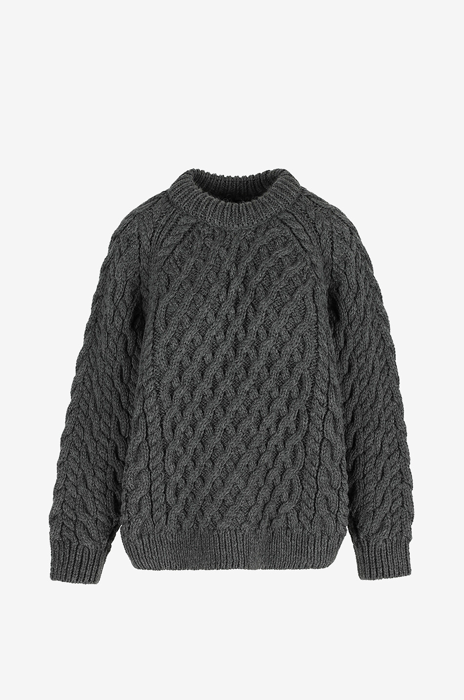 Raglan Strickpullover mit geripptem Rundhalsausschnitt