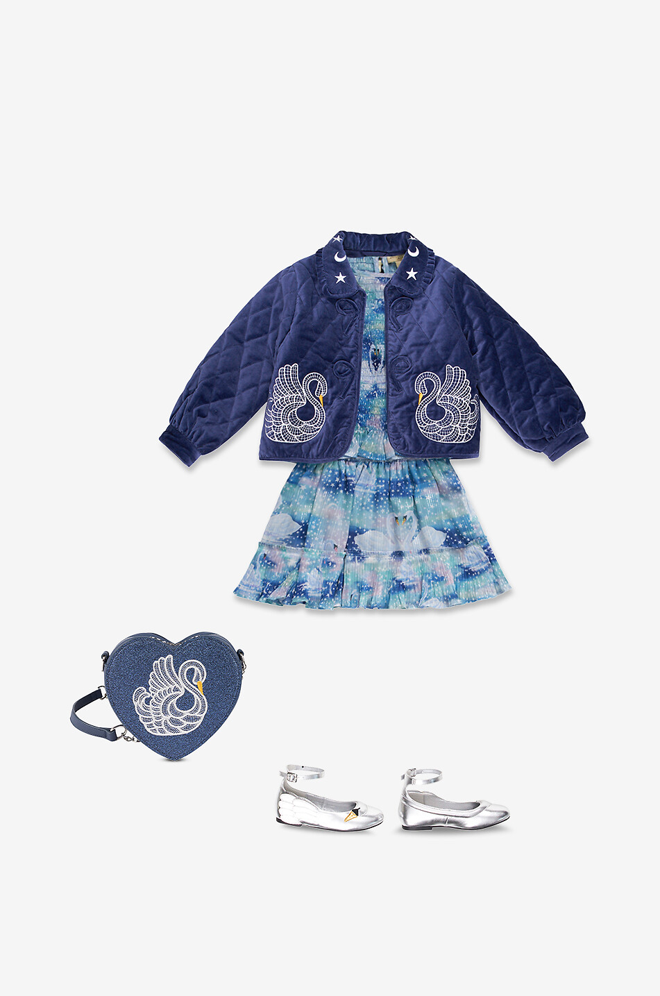 STELLA McCARTNEY KID Veste courte matelassée en velours brodée fille Fille BLEU FONCE 3