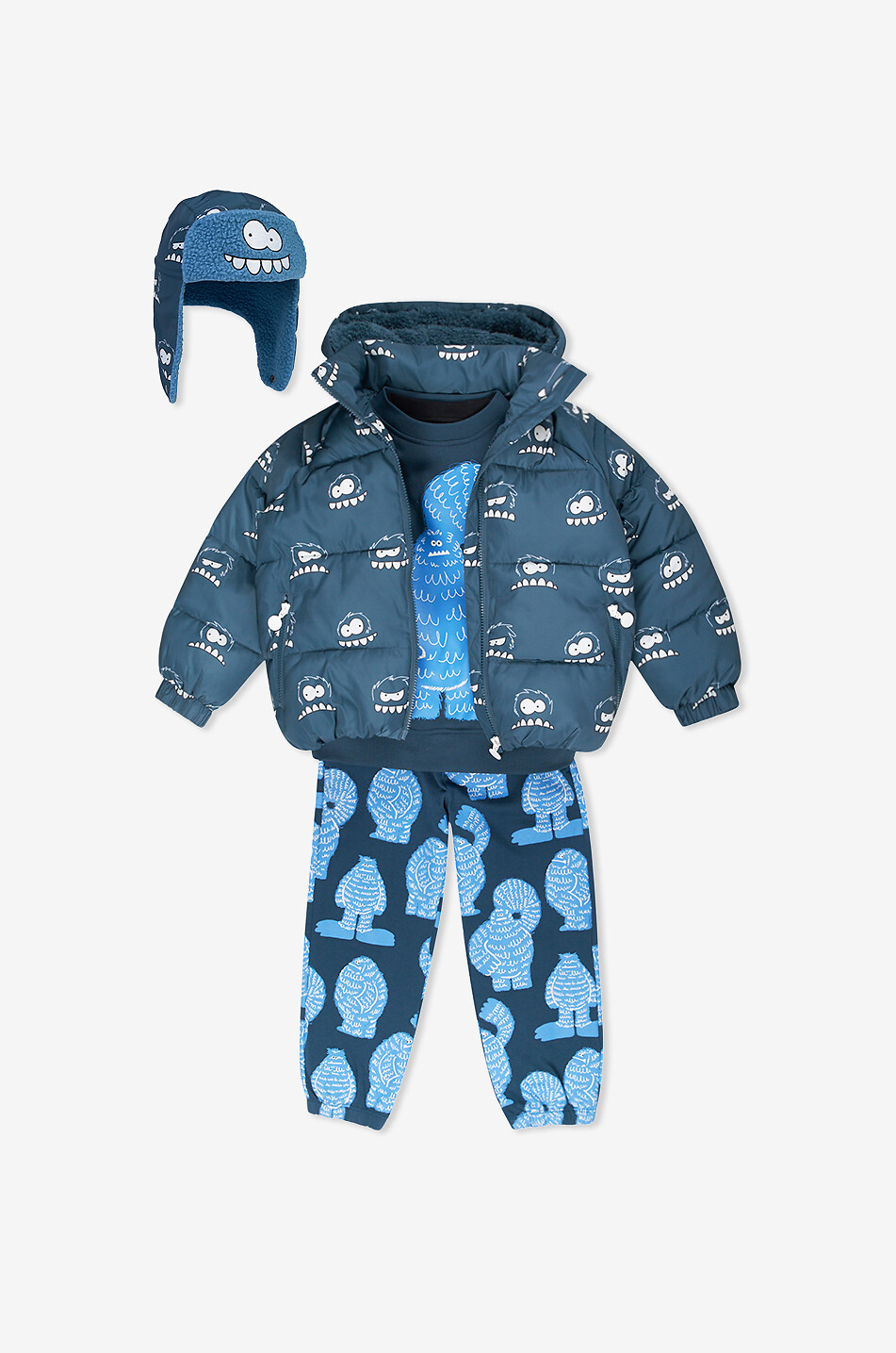 STELLA McCARTNEY KID Kurze Jungen-Steppjacke mit Monsterprint Junge DUNKELBLAU 3