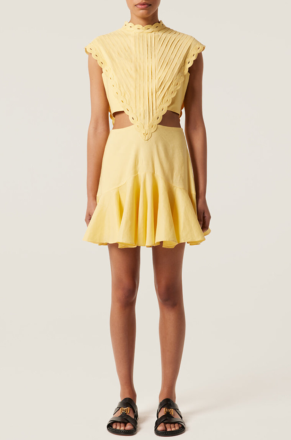 TRESSE PARIS Mini-Leinenkleid mit Taillenausschnitt Renata Damen GELB 3